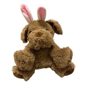 Russell Stover Coco Plush Puppy Dog With Bunny Ears Easter Brown & Pink 8 Inches